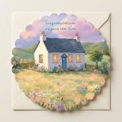 Teach Nua, Scallopped Round New Home Greeting Card image