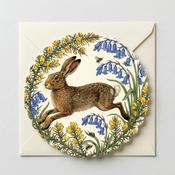 Spring Leap, Scalloped Round Greeting Card image