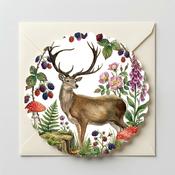 Wildberry Stag, Scalloped Round Greeting Card image