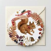 Pipa Iora, New Baby Scalloped Round Greeting Card image