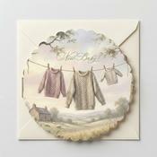 New Arrival, New Baby Scalloped Round Greeting Card image
