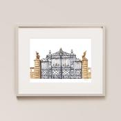 Killruddery House and Gardens Gates Painted Venue Print - A4 / Include Frame / Add Gift Wrap