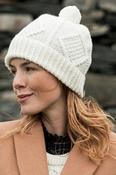 Hand Knit Aran Ski Hat with Pom Pom image