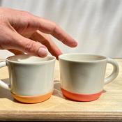 Pair of Small Cups, in Shades of Coral, Adele Stanley