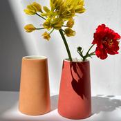 Pair of Mini Vases, in Shades of Coral, Adele Stanley