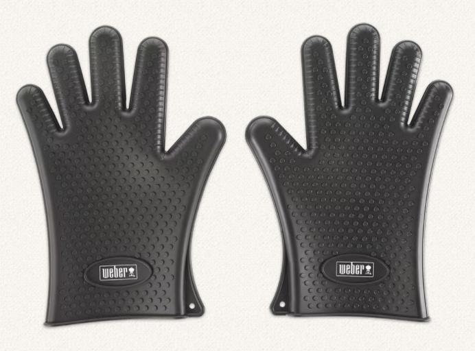Weber Silicone Grilling Gloves - Heat Resistant up to 400° F/204° C, Size 9, Reusable, Food-grade, Textured Grip, Black