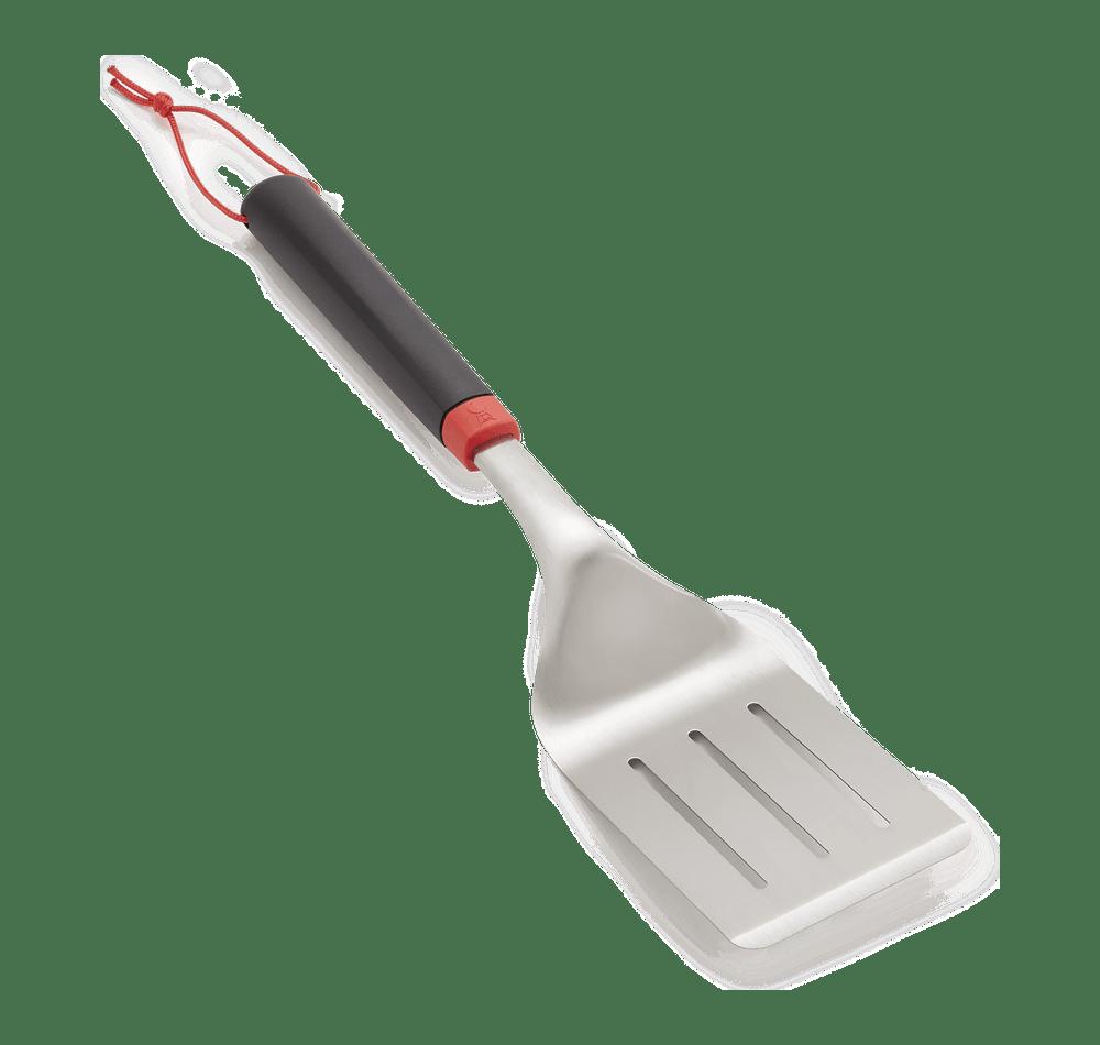 Weber Grill Spatula Stainless Steel Long Handle Comfortable Grip Slotted Head Red Hanging Loop Dishwasher Safe