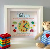 Baby Boy Clock Birth Frame Personalised