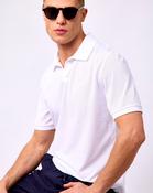 White Pique Polo T-Shirt - S / White image