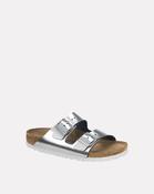 Silver Natural Leather Arizona Sandal - 38 / Metallic Silver