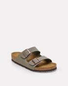Stone Birko-Flor Leather Sandal - 42 / Stone