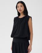 Black Berthine Cotton Balloon Sleeveless Top - S / Black image