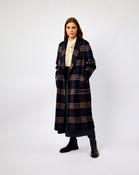 Dark Navy &amp; Check Adria Double Breasted Reversible Coat - 38 / Dark Navy image