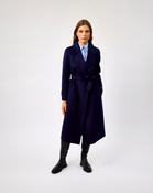 Navy Ink Belted Wool Blend Wrap Coat - S / Ink/cypress image
