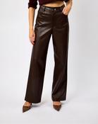 Chocolate Corian Straight Leg Faux Leather Trousers - 38 / Chocolate image