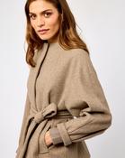 Toffee Melange Tie Waist Short Coat - 40 / Toffee Mel image
