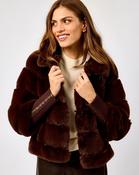 Coffee Roast Feline Faux Fur Jacket - 38 / Coffee Roa image