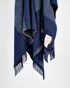 Navy &amp; Cream Stripe Dapple Heavy Donegal Throw image