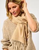 Camel Large Herringbone Wide Merino Scarf image