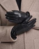 Black Bow Leather Gloves - M / Black image