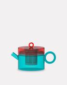 Light Blue &amp; Red Borosilicate Teapot image