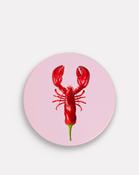 Pink Lobster Round Ceramic Trivet image