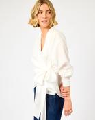 White Lunaqua Wrap Detail Cotton Top - S / Blanc image
