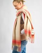 Orange &amp; Beige Gradient 100% Cashmere Scarf image
