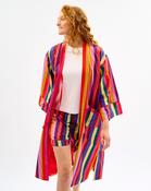 Multicolour Stripes Cotton Kimono - ONE / Multi