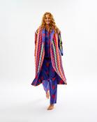 Multicolour Stripes &amp; Red Stars Quilted Cotton Dressing Gown - ONE / Multi