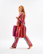Multicolour Stripes Quilted Cotton Tote Bag - ONE / Multi