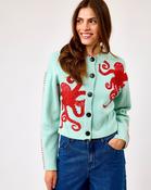 Blue Embroidered Octopus Knit Cardigan - M / Blue image