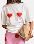 White Diamonte Heart T-Shirt - XXL / White image