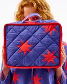 Red Stars Cotton Large Cosmetic Bag - ONE / Blue