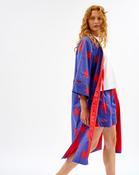 Red Stars Cotton Kimono - ONE / Blue