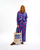 Red Stars Cotton Wide Leg Bottoms - L / Blue