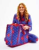 Red Stars Quilted Cotton Tote Bag - ONE / Blue