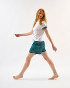 Teal Stripes &amp; Stars White Cotton T-Shirt - XL / White