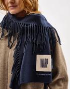 Navy Vertically Fringed Merino Scarf image