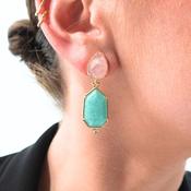 Rose Quartz and Turquoise Statement Earring image