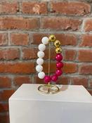 Deep Berry &amp; White Jade Beaded Bracelet