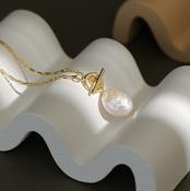 Sterling Silver Gold Plated Necklace with Freshwater Pearl