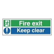 SAFETY SIGN FIRE EXIT KEEP CLEAR 150X450MM SELF-ADHESIVE EC08S/S  (PACK OF 1) image