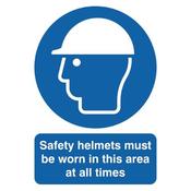 SAFETY SIGN SAFETY HELMETS MUST BE WORN A4 PVC MA04650R (PACK OF 1) image