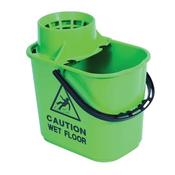 2WORK PLASTIC MOP BUCKET WITH WRINGER 15 LITRE GREEN 102946GN (PACK OF 1) image
