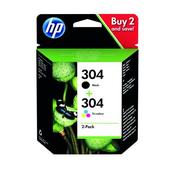 HP 304 2 PACK TRI-COLOUR BLACK ORIGINAL INK CARTRIDGE 3JB05AE image