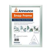 ANNOUNCE A3 SNAP FRAME (25MM ANODISED ALUMINIUM FRAME, WALL FIXINGS INCLUDED) PHT01809 (PACK OF 1) image
