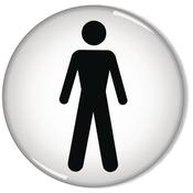 DOMED SIGN MEN SYMBOL 60MM (SELF-ADHESIVE BACKING, BLACK FIGURE ON WHITE BACKGROUND) RDS2 (PACK OF 1)