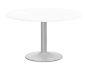 KITO MEETING TABLE 1200MM ROUND TOP SILVER CYLINDER BASE - WHITE