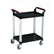 BARTON BLACK AND SILVER 2 SHELF STANDARD PLASTIC TROLLEY WHITE WHTT2SS